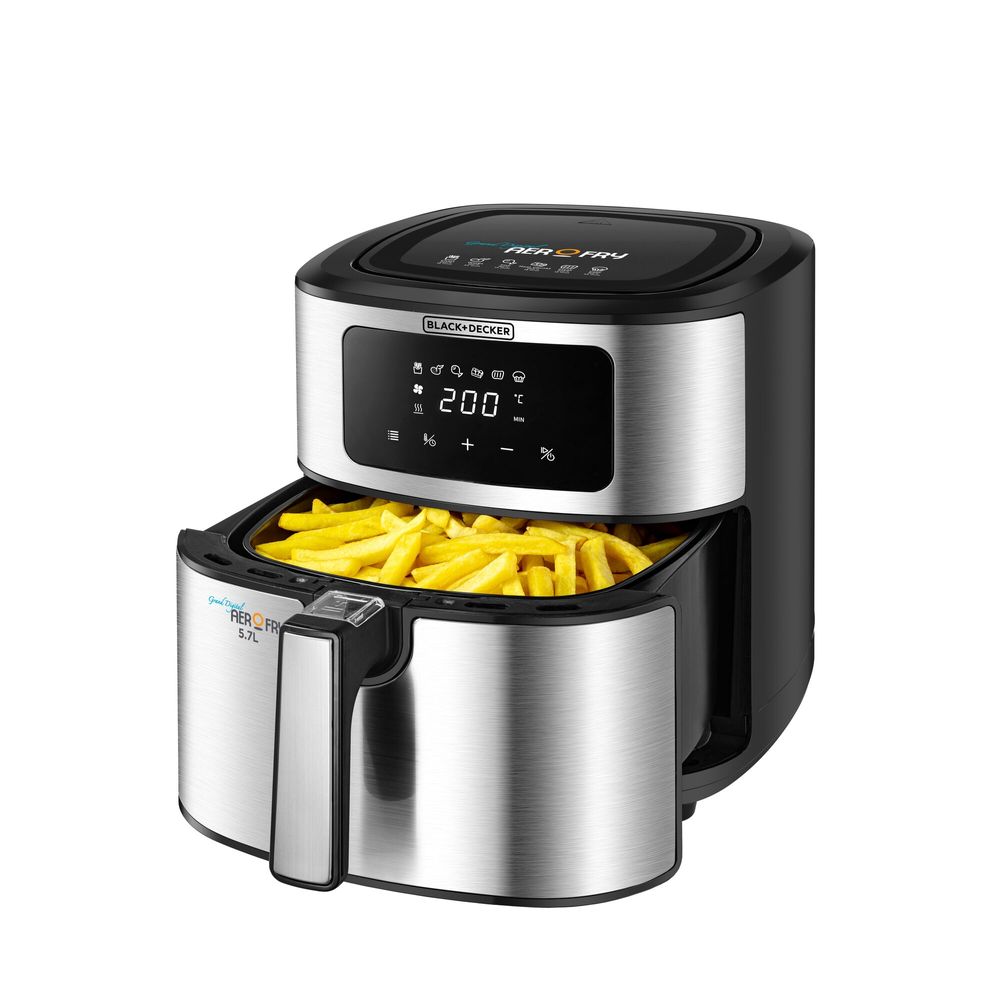 Black+Decker - 6-In-1 Air Fryer - Black/Silver - 7.2 L