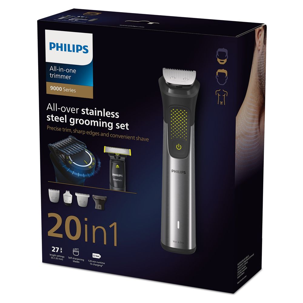 Philips - 20-In-1 MG9553/15 Series 9000 Stainless Steel Grooming Set