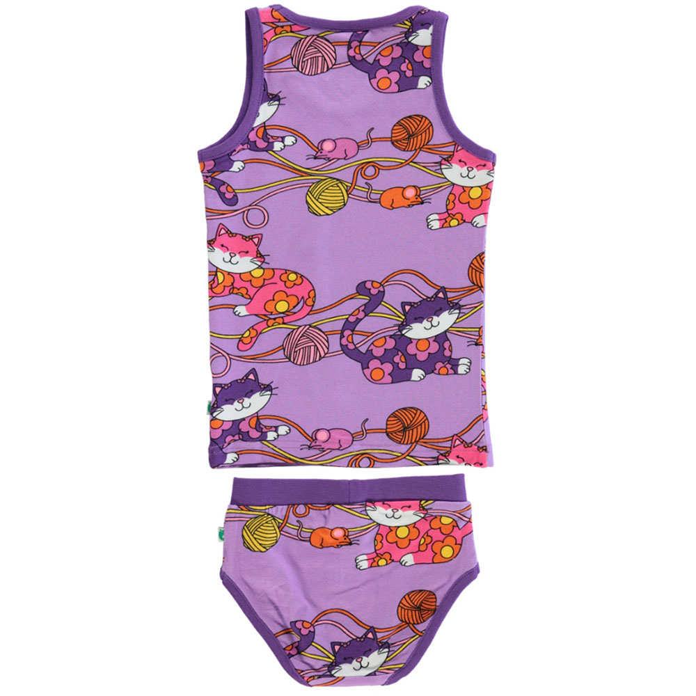 Smafolk - 2pc-Set - Cats Print Vest & Underwear - Purple
