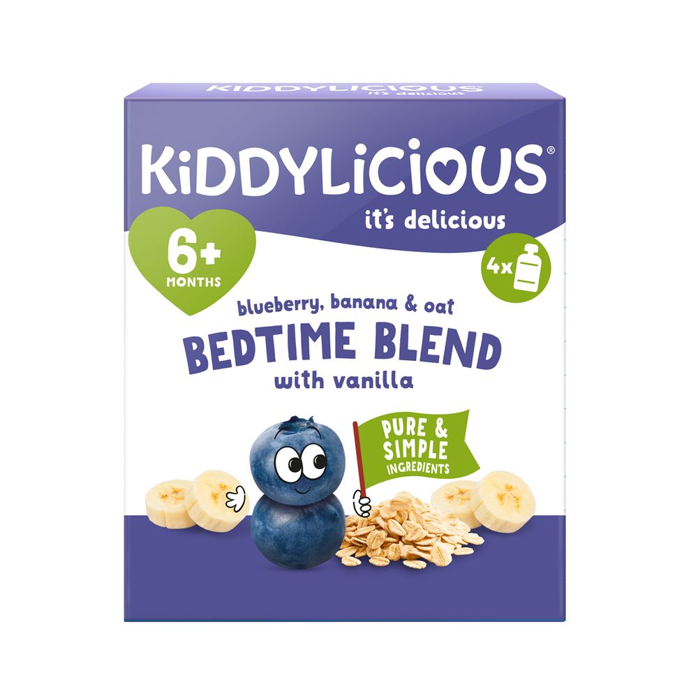 Kiddylicious Blueberry Banana & Oat Bedtime Blend Pouch Baby Food - Pack Of 4 - 100 gm