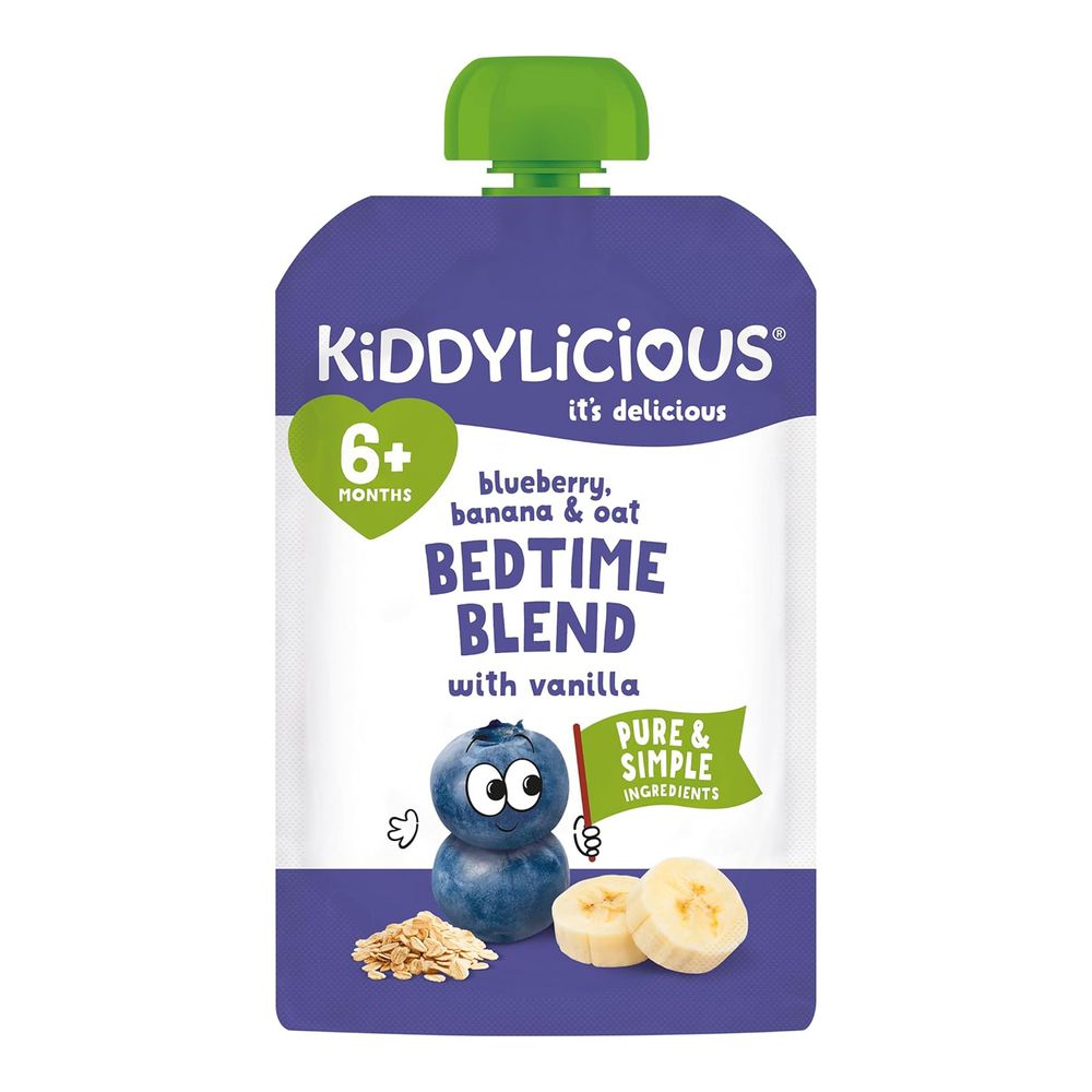 Kiddylicious Blueberry Banana & Oat Bedtime Blend Pouch Baby Food - Pack Of 4 - 100 gm