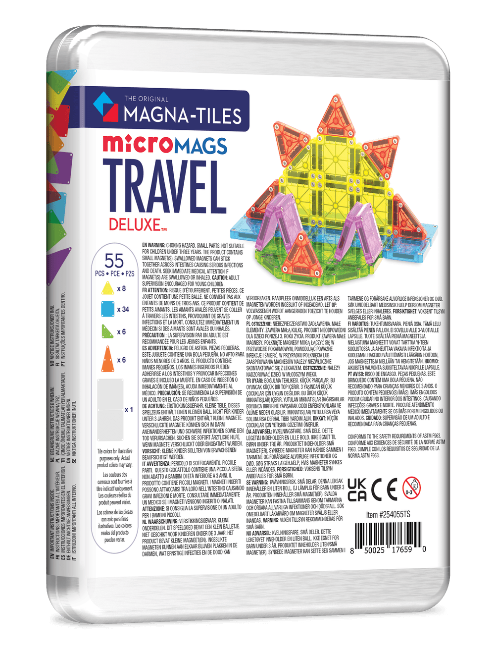 Magna-Tiles - Micromags Travel Set Deluxe - Magnetic Construction Set - 55pcs