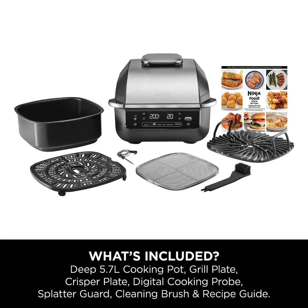 Ninja 5-in-1 Indoor Grill And Air Fryer 5.7L - Black/Silver
