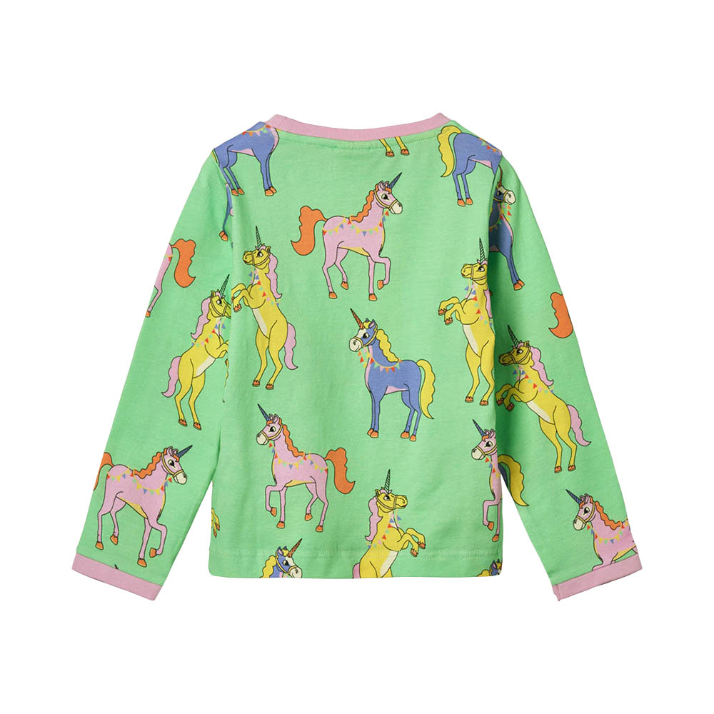 Smafolk - Unicorn Print Long Sleeve T-Shirt - Green