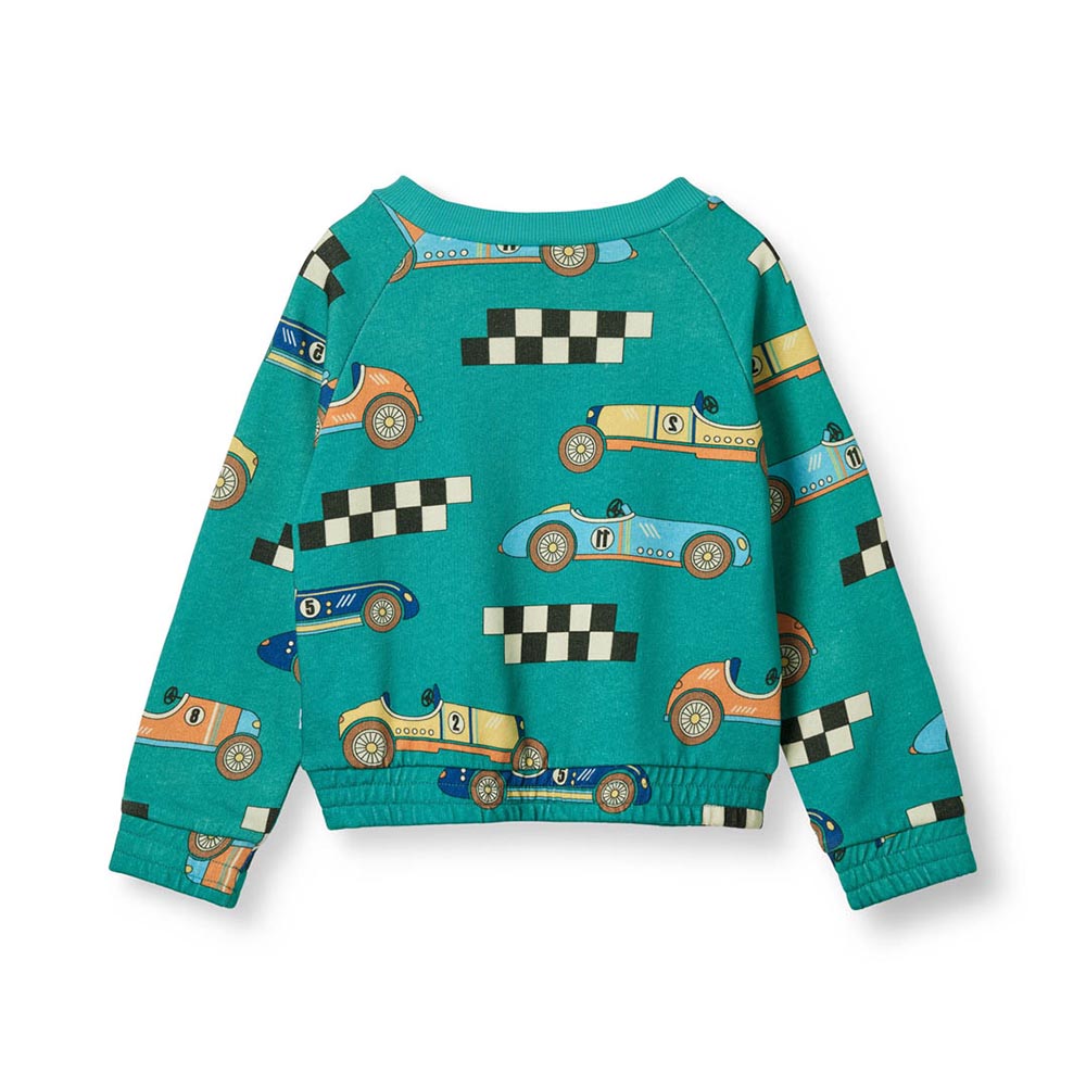 Smafolk - Race Cars Print Sweatshirt - Green