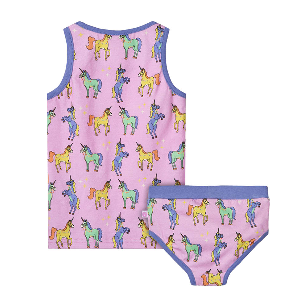 Smafolk - 2pc-Set - Unicorn Print Vest & Underwear - Pink