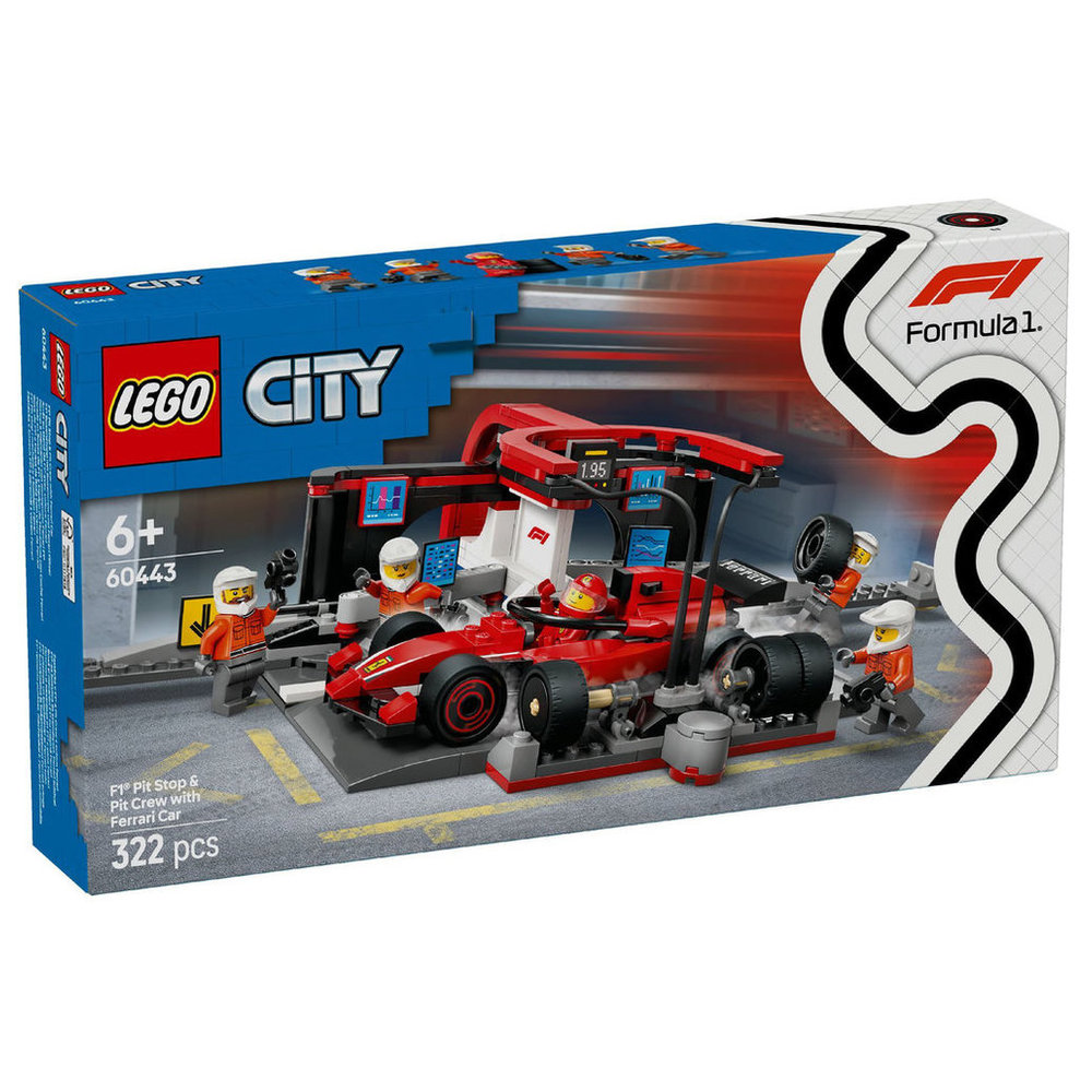 LEGO City - F1 Pit Stop & Pit Crew With Ferrari Car Building Set - Red - 322 Pcs