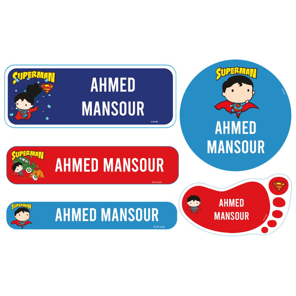 Essmak - Personalised School Labels - Superman - 74Pcs