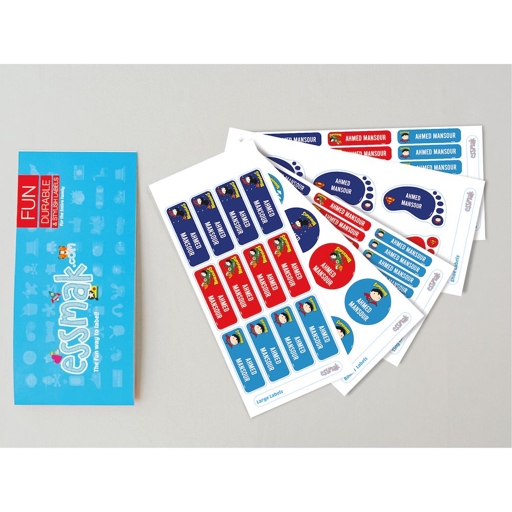 Essmak - Personalised School Labels - Superman - 74Pcs