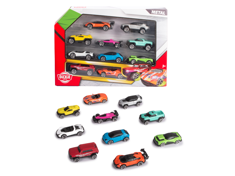 Dickie - Mini Metal Car Playset - Multicolor - 10 Pcs - 7 cm