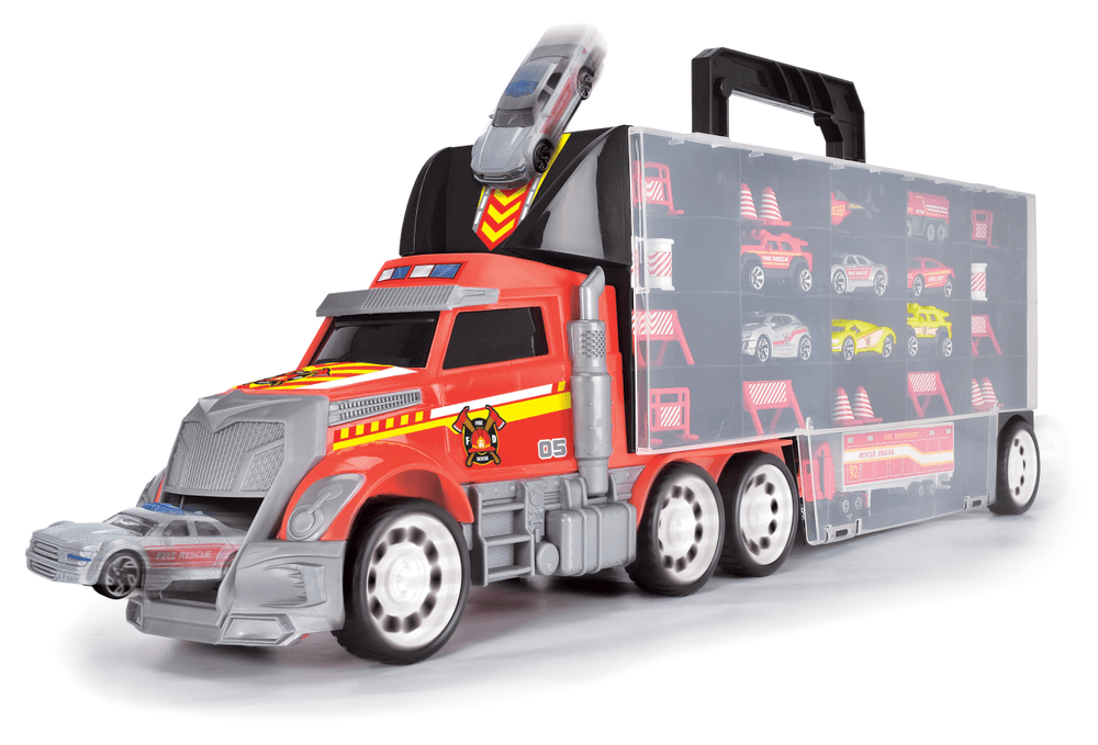 Dickie - Fire Truck Carry Case With 9 Die-Cast Car Set