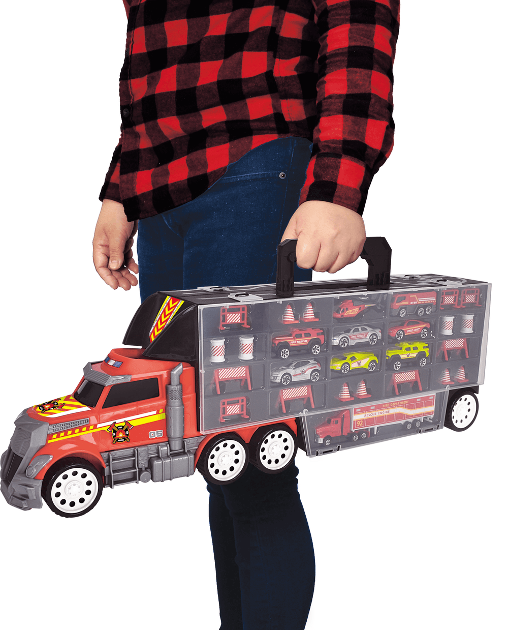 Dickie - Fire Truck Carry Case With 9 Die-Cast Car Set