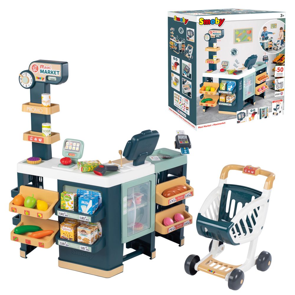 Smoby - Maxi Market Pretend Playset With 50 Accessories - Multicolor