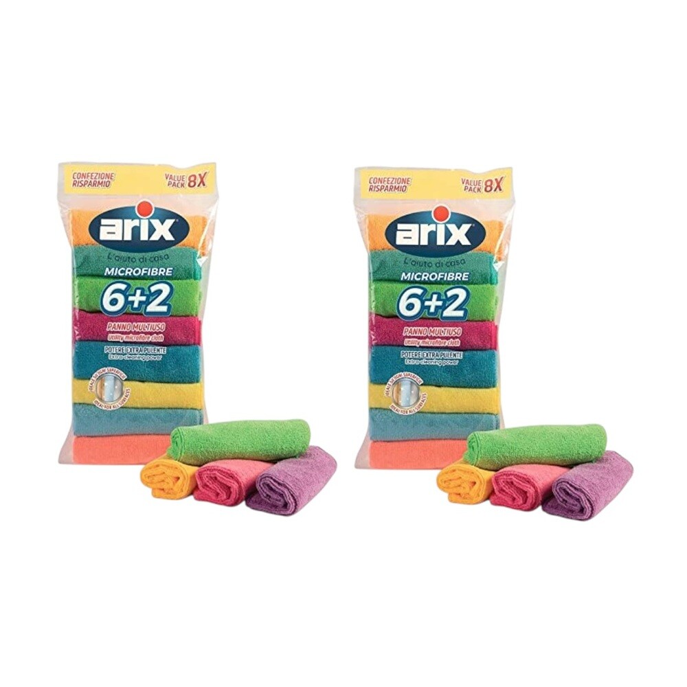 Arix - Microfibre Cloths - Multicolor - Pack Of 2 - 16 Pcs