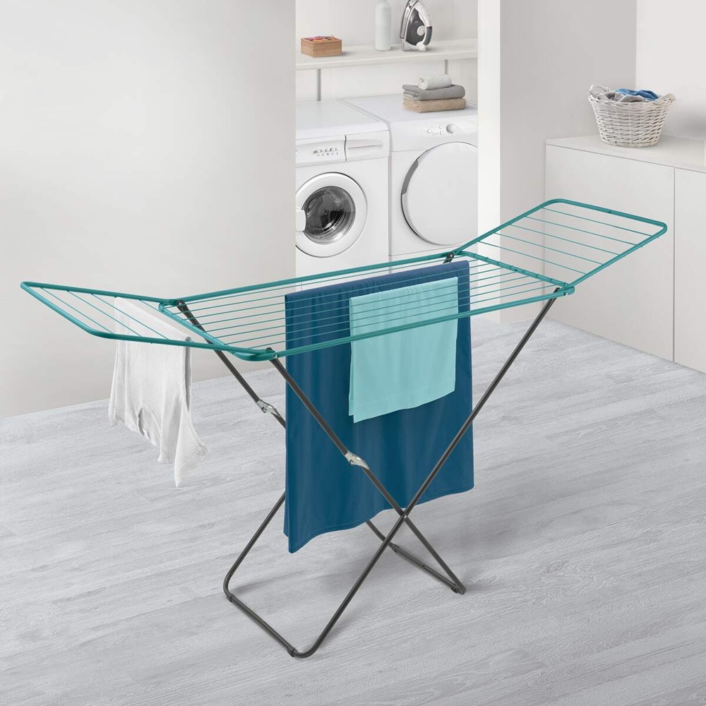 Metaltex - Vulcano Aurora 18m Wing Laundry Dryer - Epoxy Coated - Child Safe Locking Device - 18m Drying Length