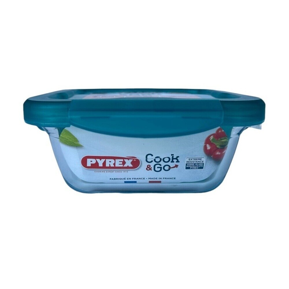 Pyrex Cook & Go Square Storage Dish With Lid - Green - 800 ml