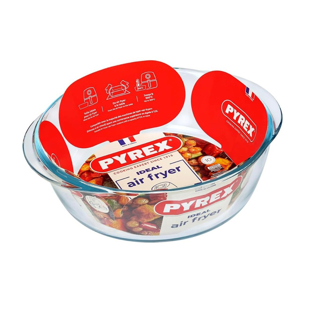 Pyrex Air Fryer Multi-purpose Heat-resistant Glass Round Dish - 2.3 L