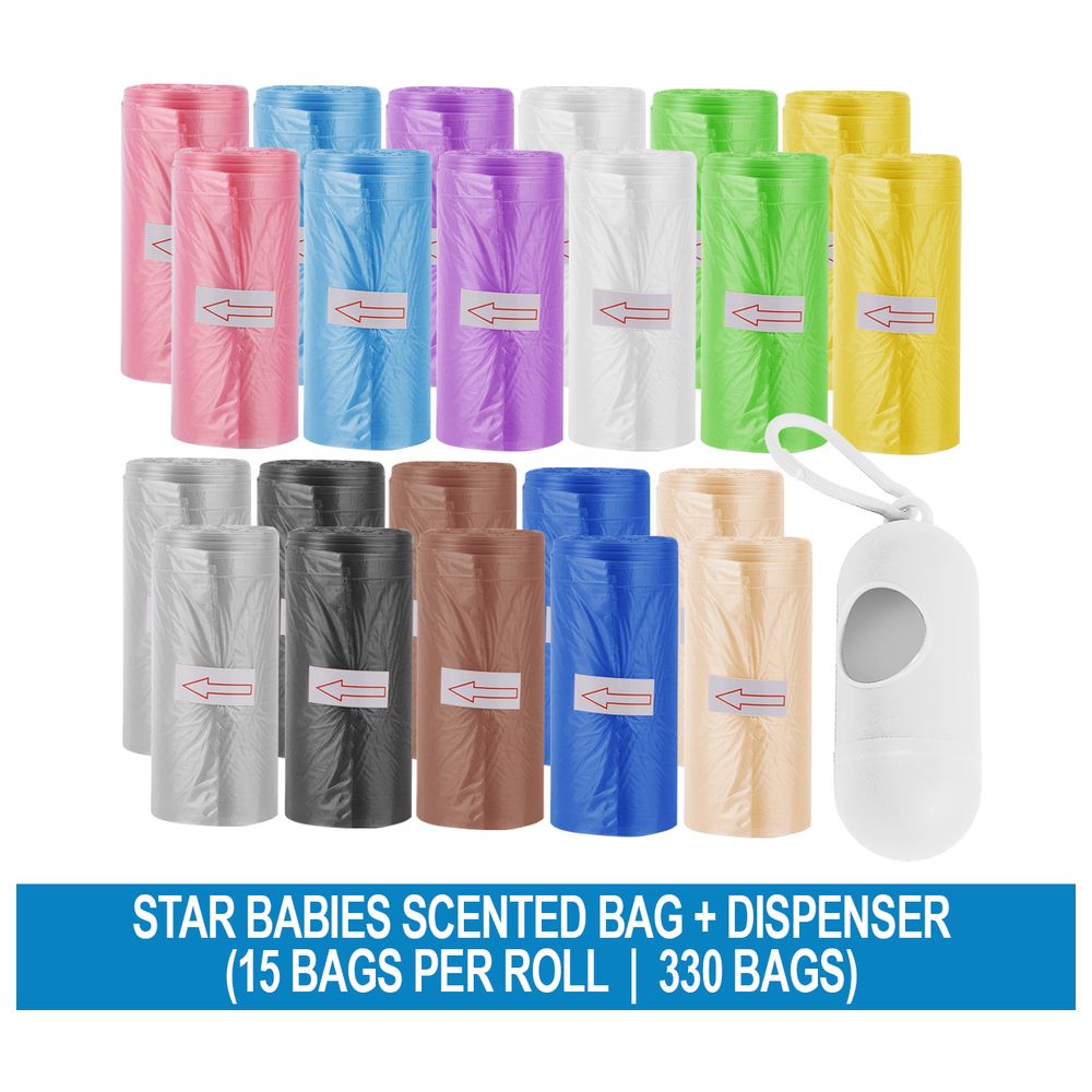 Star Babies - Scented Nappy Bag - 22pcs - 330 Bags With Dispenser - Rainbow
