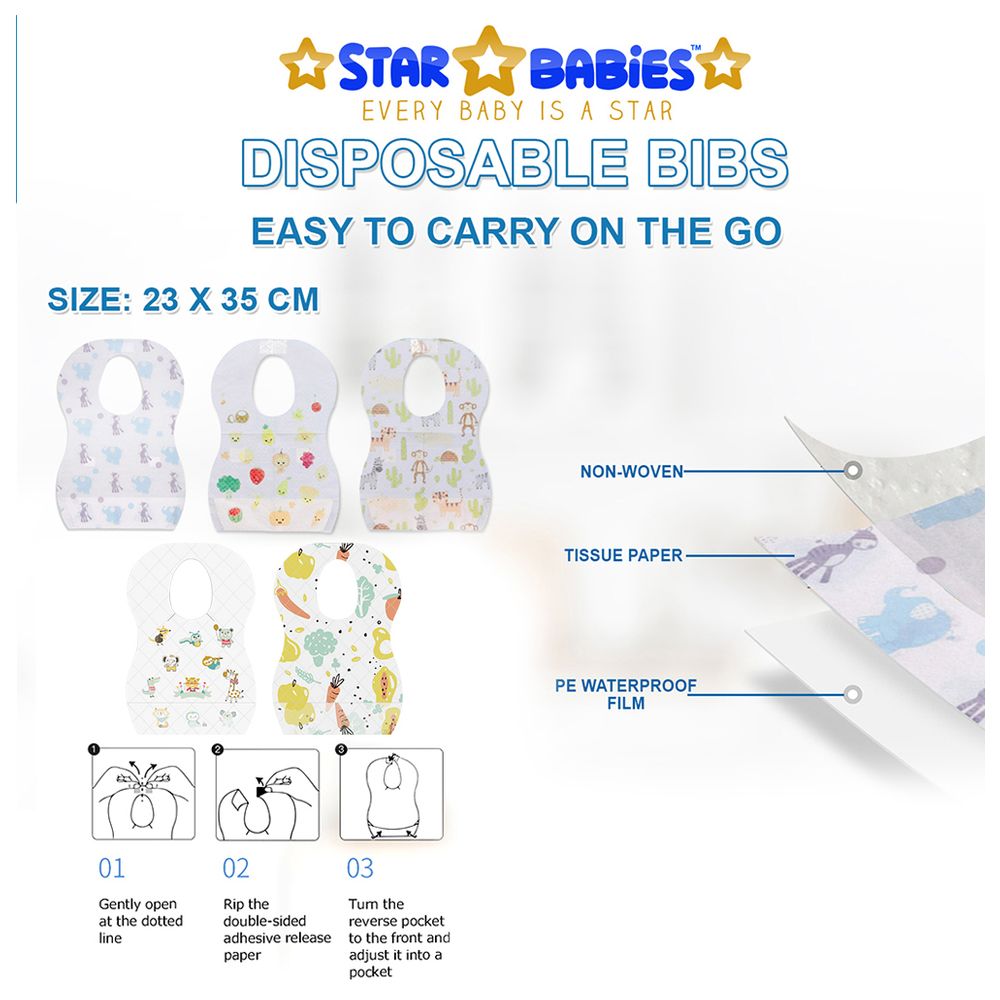Star Babies - Caddy Diaper Bag Organizer & Disposable Bibs 10pcs - Grey