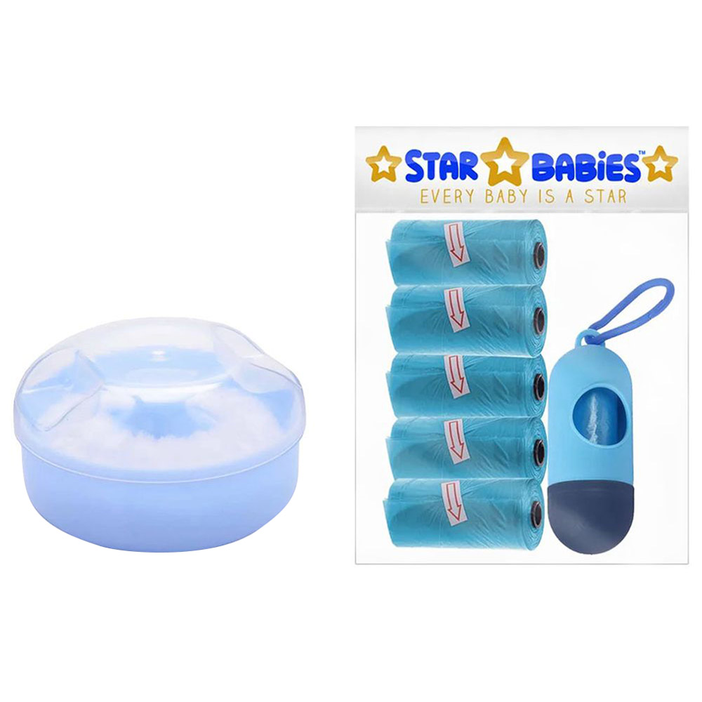 Star Babies - Powder Puff & Disposable Scented Bag 5pcs With Dispenser - Blue