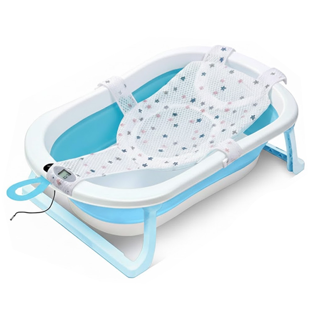 Star Babies Baby Foldable Bathtub With Digital Thermometer & Bath Support Cushion