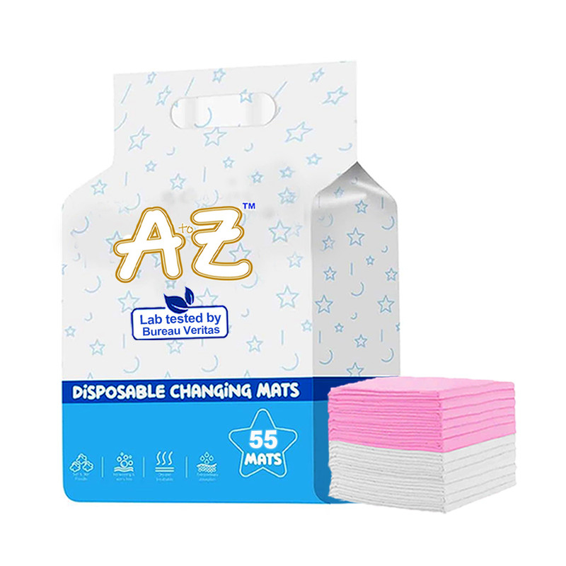 A To Z - Disposable Changing Mats - Pack of 55 - White/Pink - Large