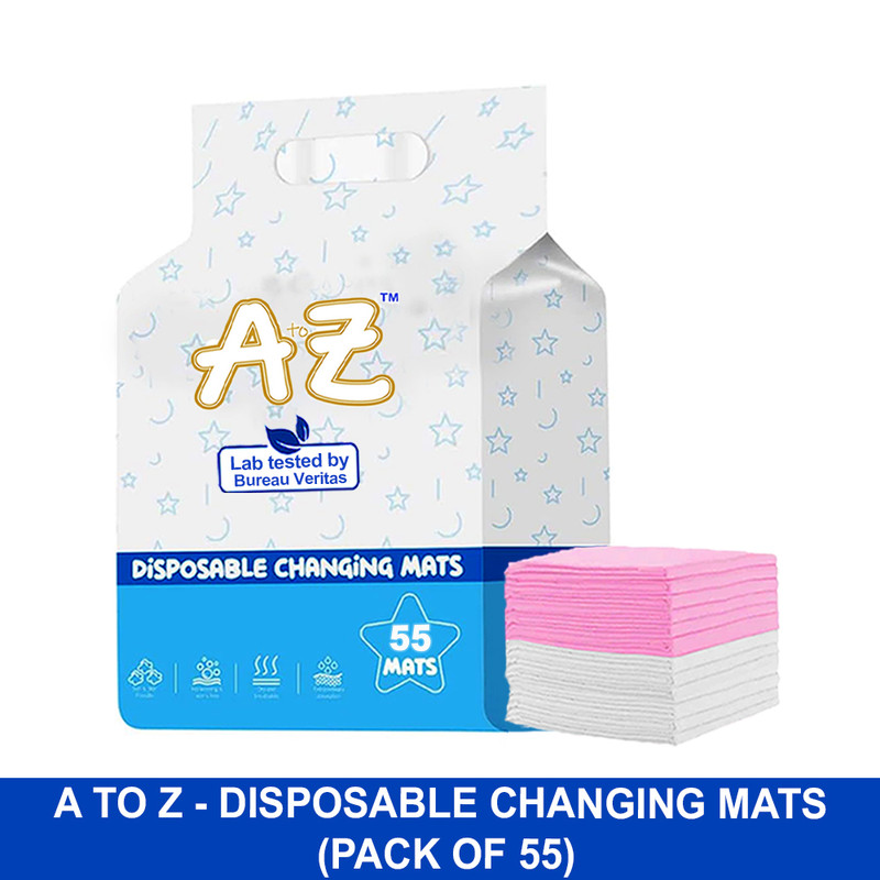 A To Z - Disposable Changing Mats - Pack of 55 - White/Pink - Large