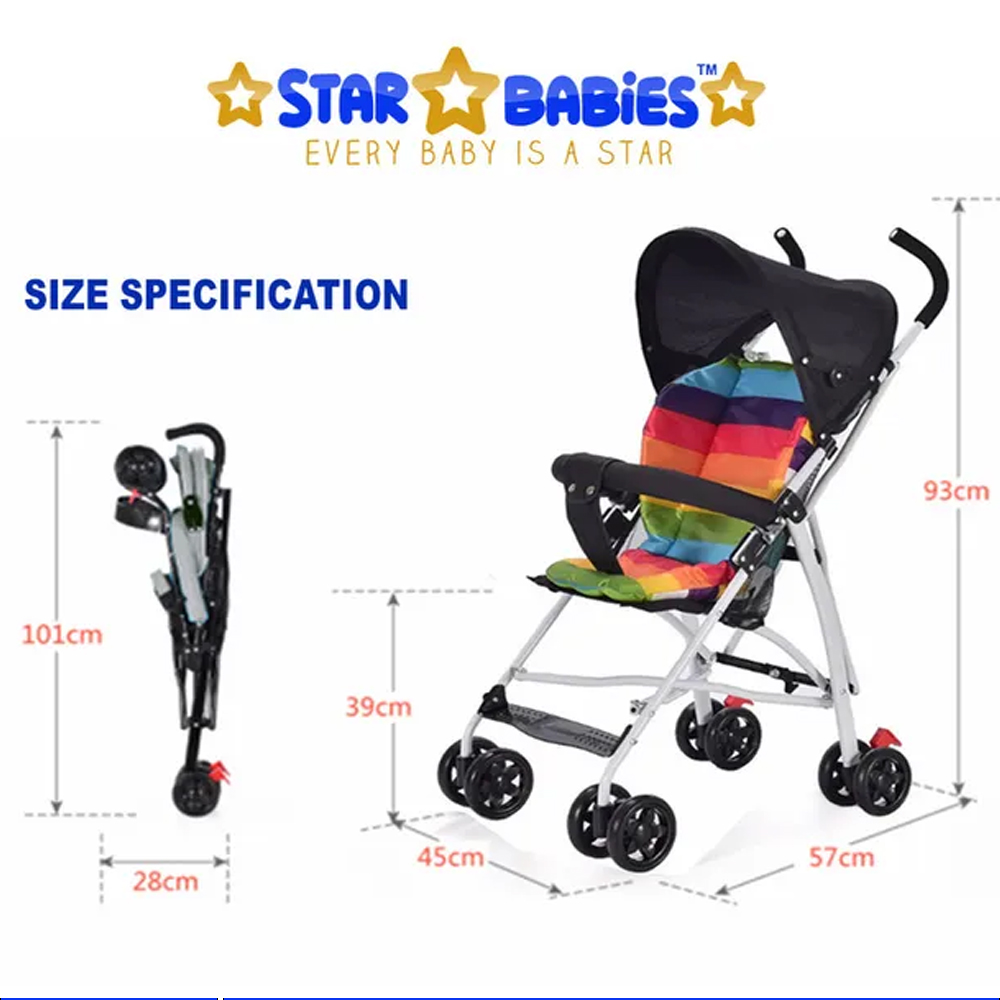 Star Babies - Light Weight Baby Stroller With Disposable Bibs - 25 Pcs - Multicolor