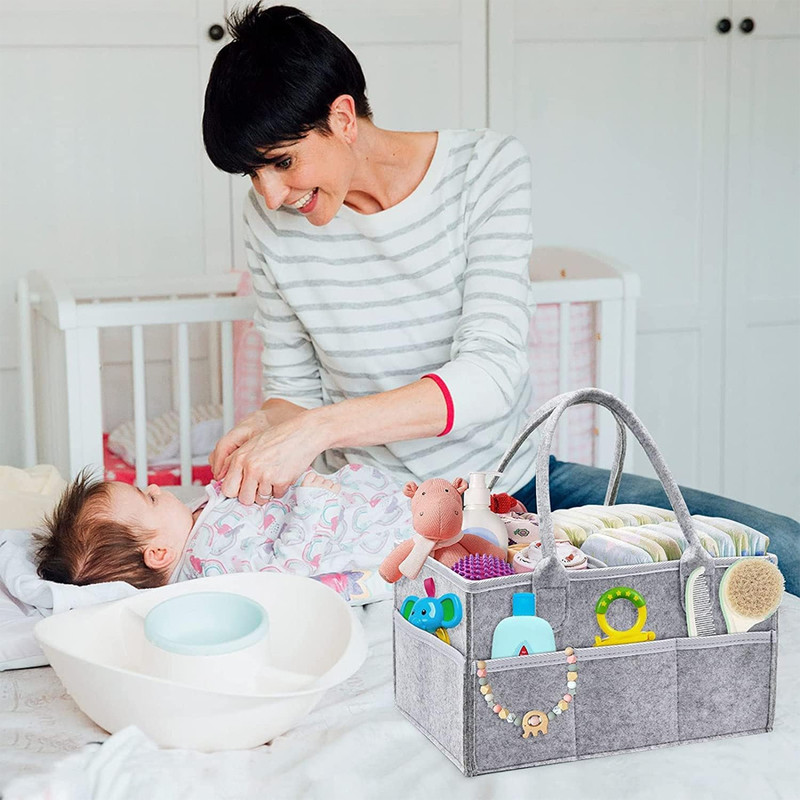 Star Babies - Diaper Caddy Organizer With Stripe - Grey