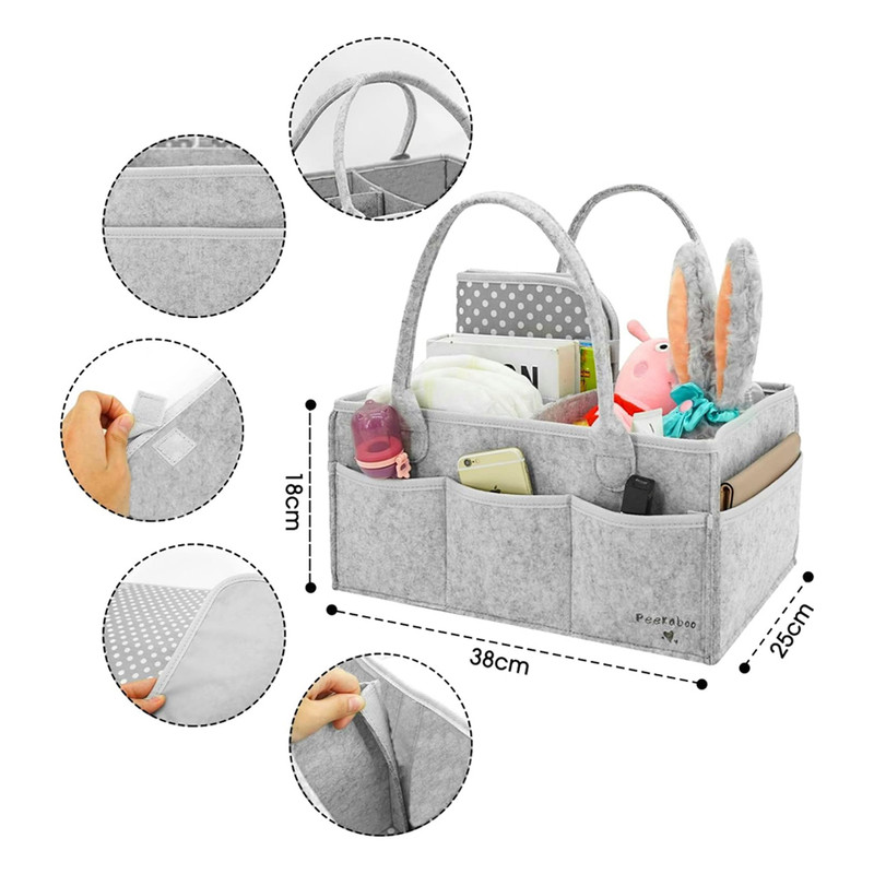 Star Babies - Diaper Caddy Organizer With Stripe - Grey