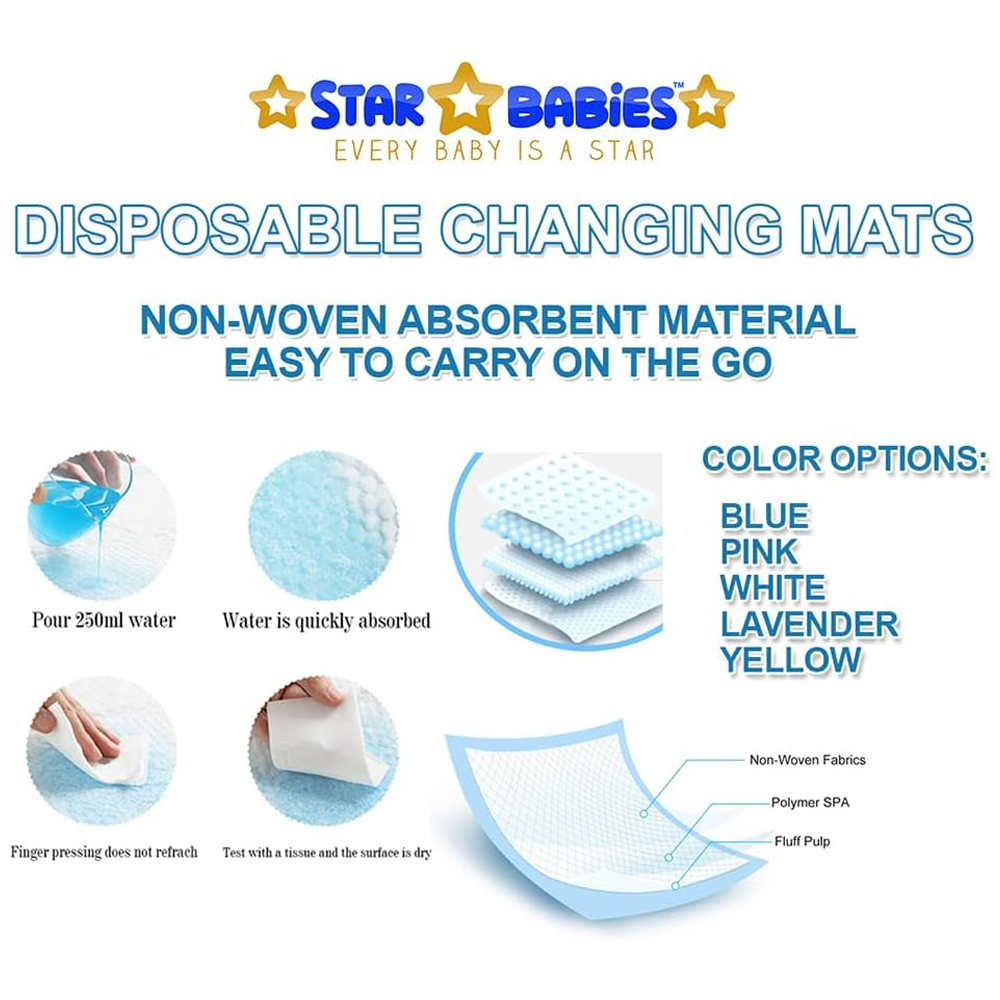 Star Babies - Disposable Changing Pads With Toy Rubber Duck Set 30Pcs - Lavender