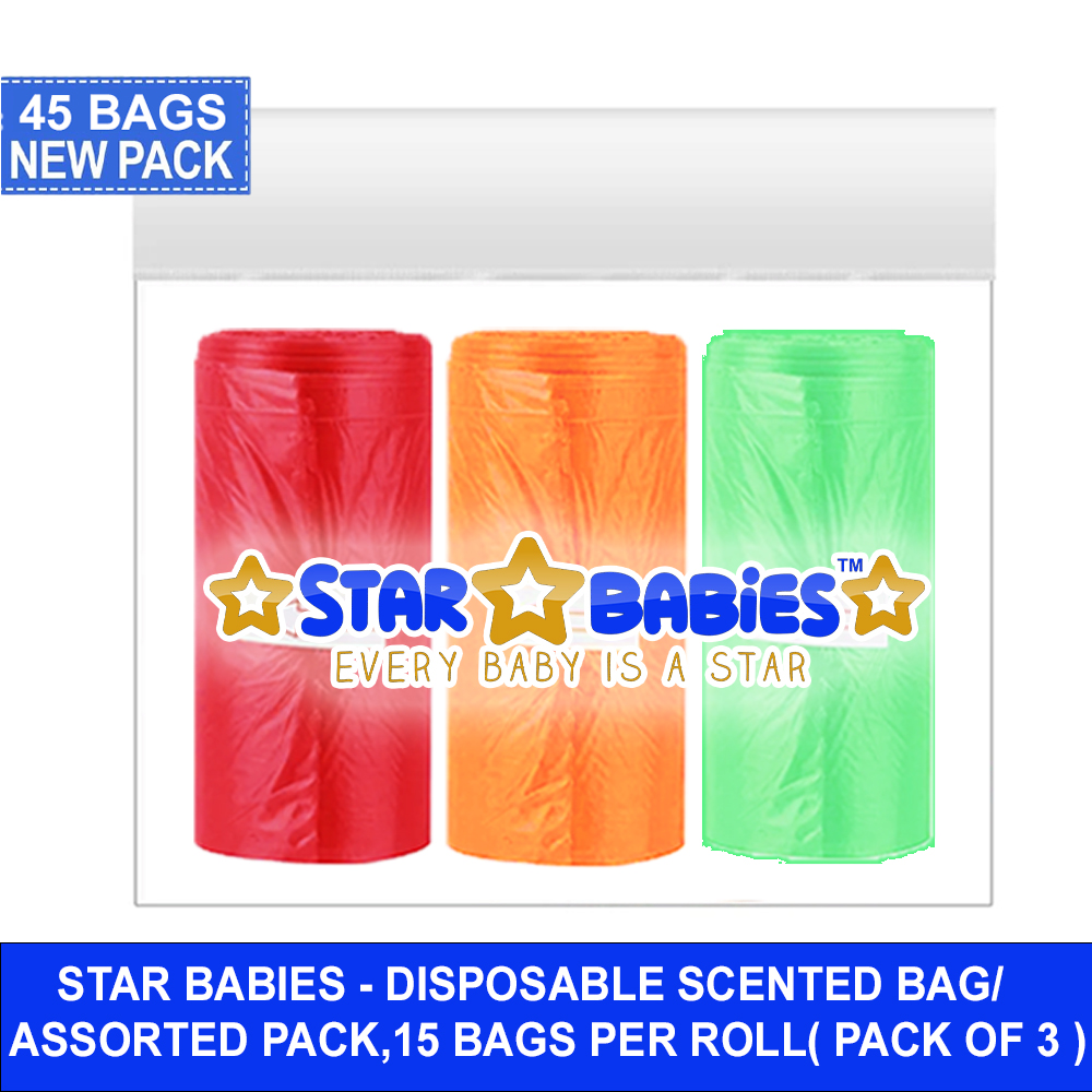 Star Babies - Scented Nappy Bags - Pack Of 3 - 45 Pcs - Color May Vary