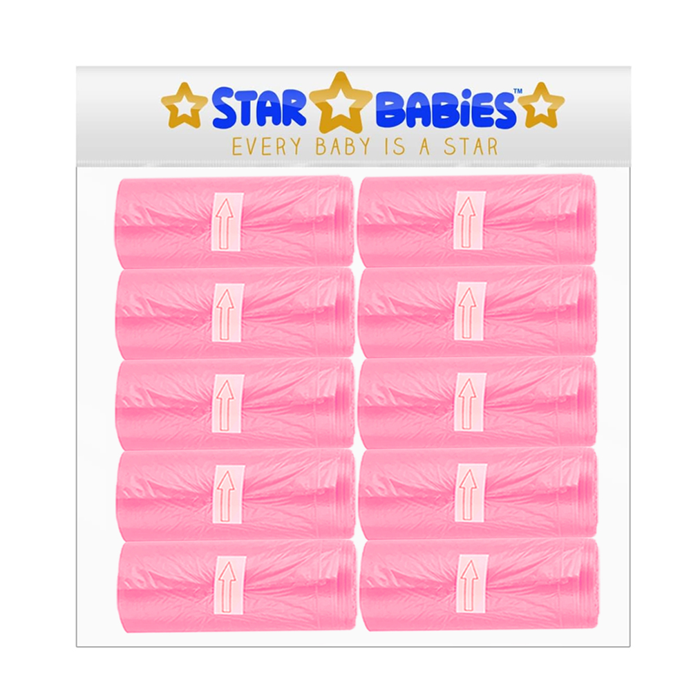 Star Babies - Scented Nappy Bags - Pink - Pack of 10 - 150 Pcs
