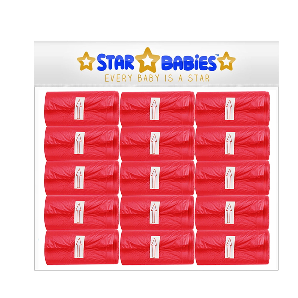 Star Babies - Scented Nappy Bags - Red - Pack of 15 - 225 Pcs