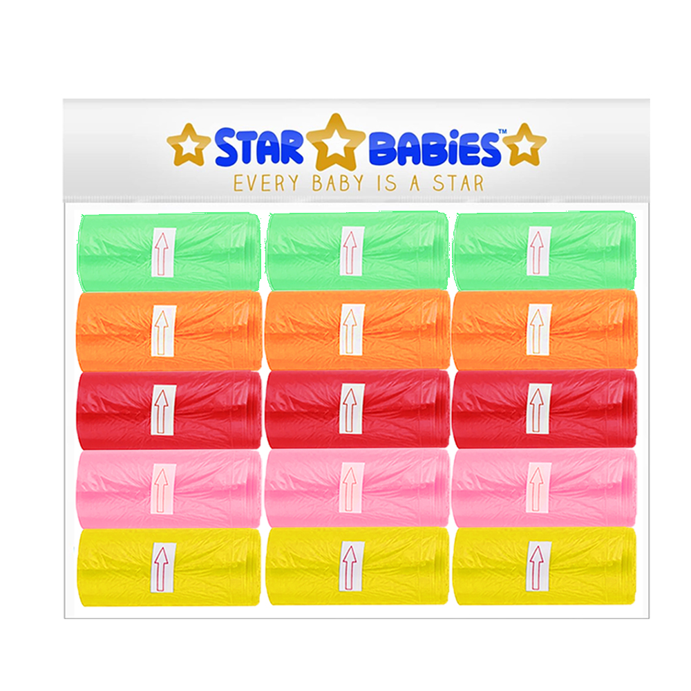 Star Babies - Scented Nappy Bags - Rainbow - Pack of 15 - 225 Pcs