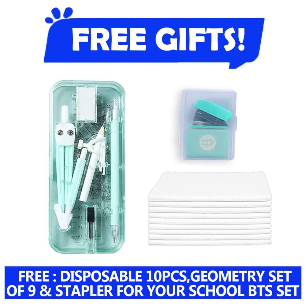 Star Babies - Backpack, Water Bottle, Lunch Bag & Box With Pencil Case Set - Football - 5 Pcs with Free Calculator, Disposable towel 10pcs, Stapler