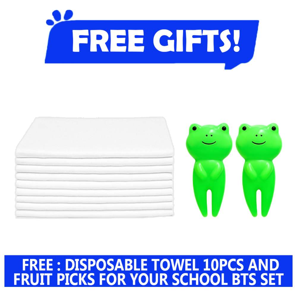 Star Babies - Backpack, Stainless Steel Water Bottle & Bento Lunch Box Set - Jungle - 3 Pcs with Free Disposable Towel 10pcs, Fruits picks 2pcs