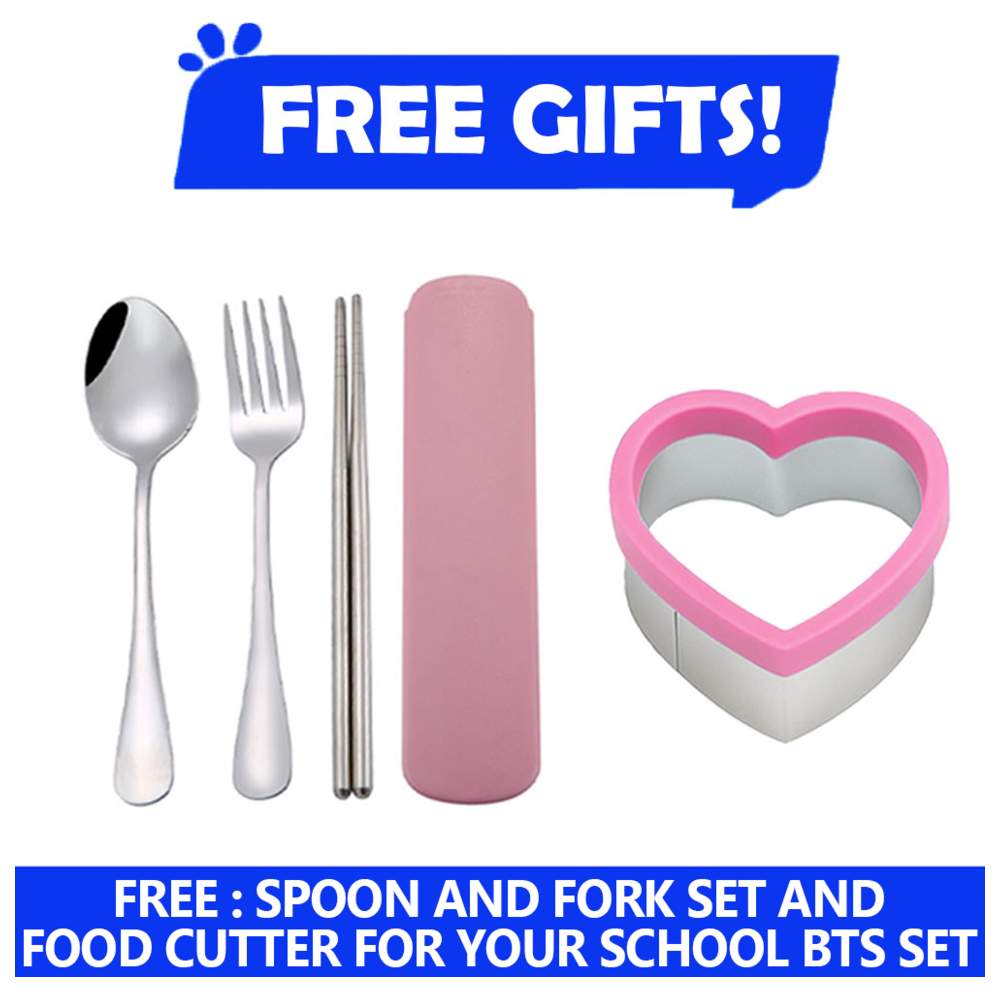 Star Babies - Backpack, Stainless Steel Water Bottle & Bento Lunch Box Set - Cute Rabbit - 3 Pcs with Free Sandwich cutter, Spoon & fork Set