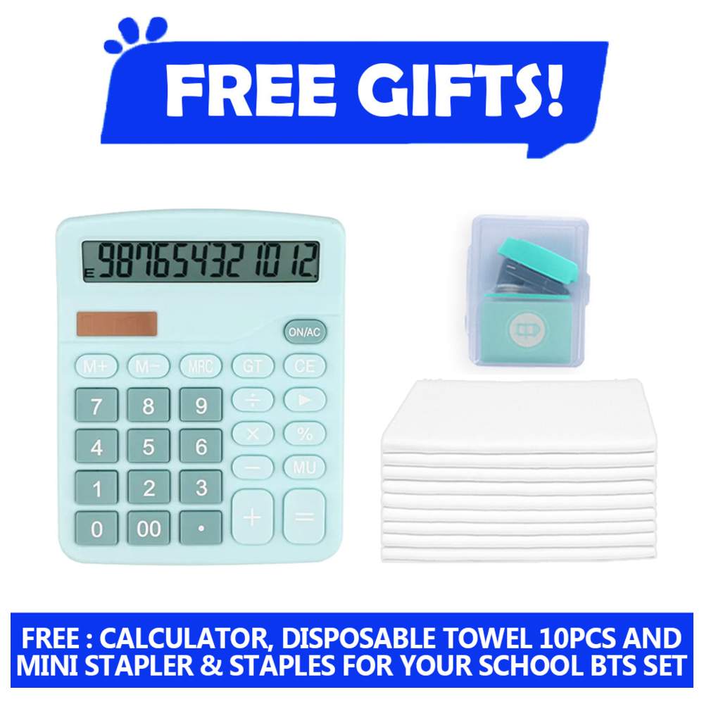 Star Babies - School Backpack, Water Bottle, With Insulated Lunch Bag & Box Set - Retro Car - 4 Pcs with Free Calculator, Disposable Towel 10pcs, Stapler