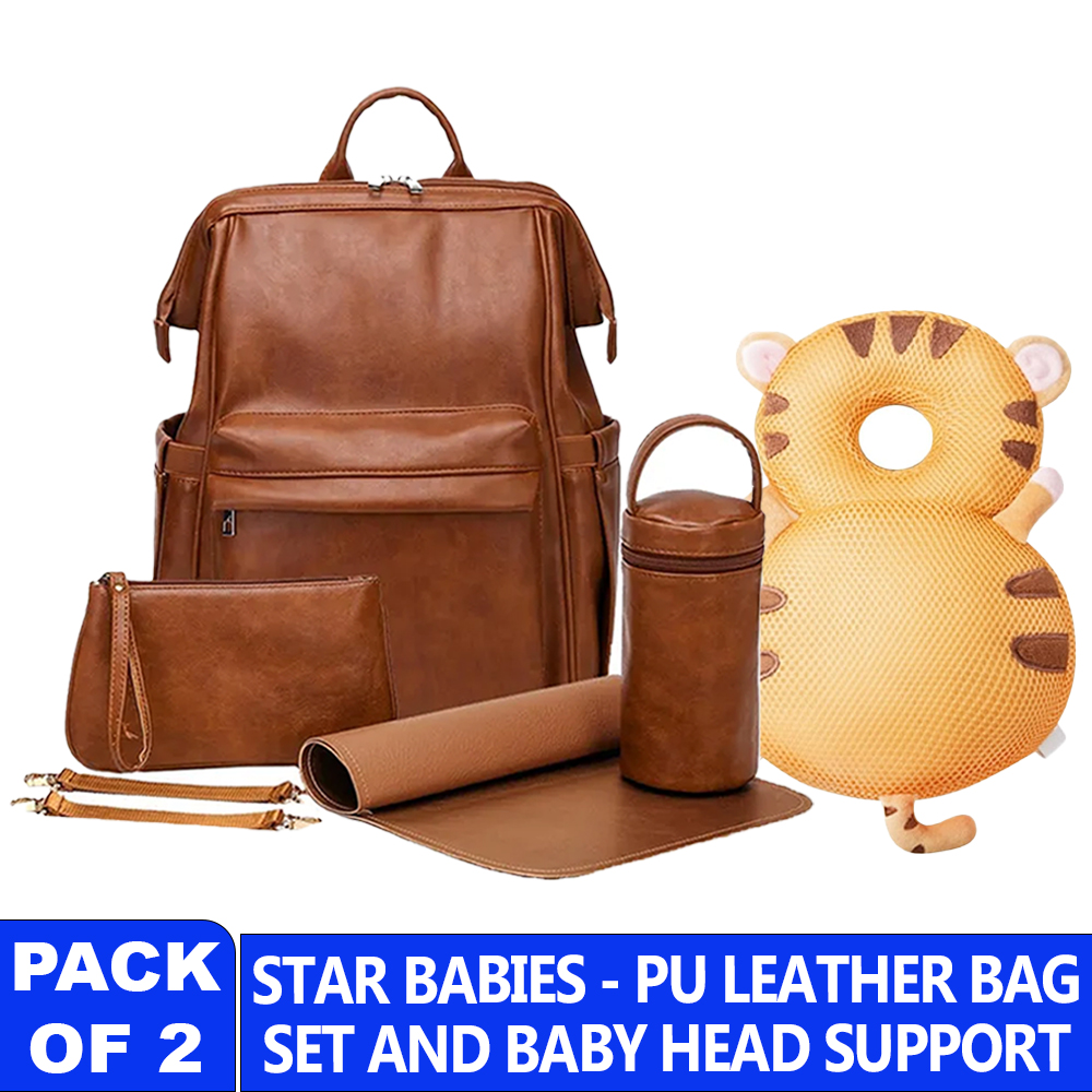 Star Babies - Leather Diaper Bag Bag With Head Support