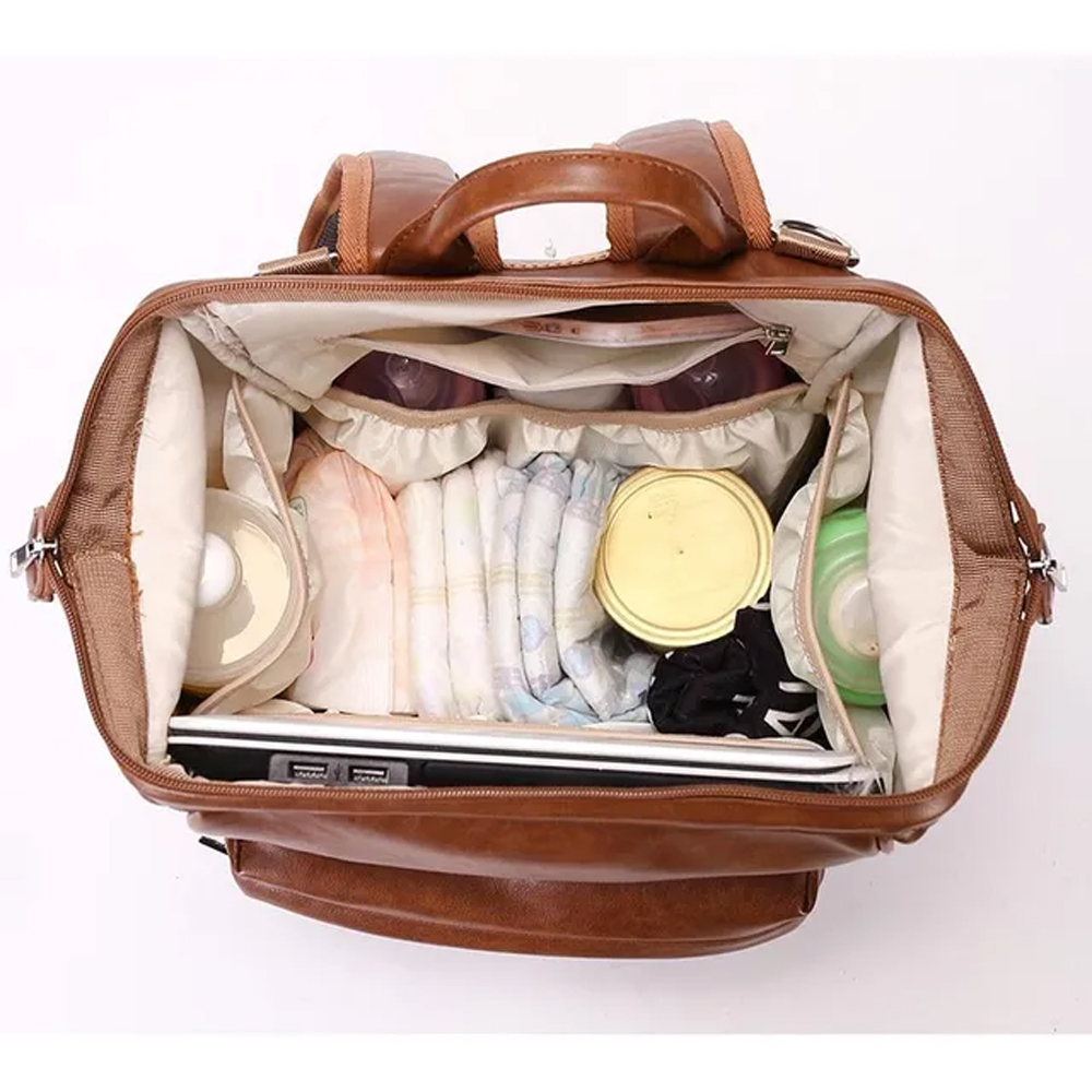 Star Babies - Leather Diaper Bag Bag With Head Support