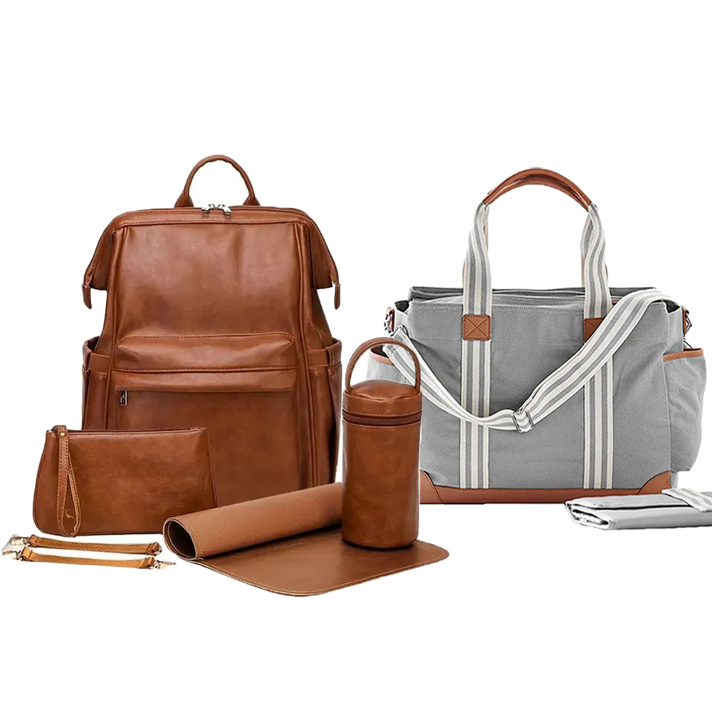 Star Babies - Leather Diaper Bag Bag With Mommy Tote Diaper Bag
