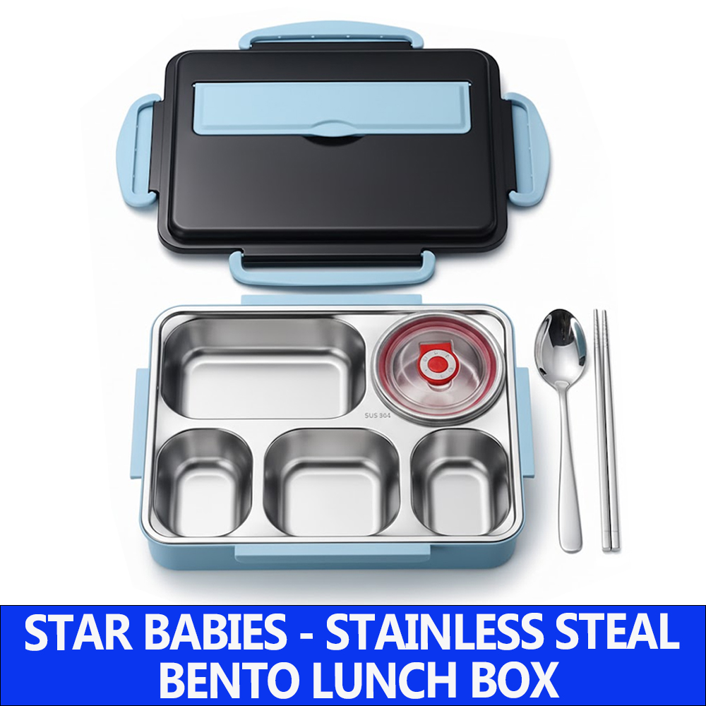 Star Babies - Stainless Steel Bento Lunch Box With 5 Compartments - Multicolor