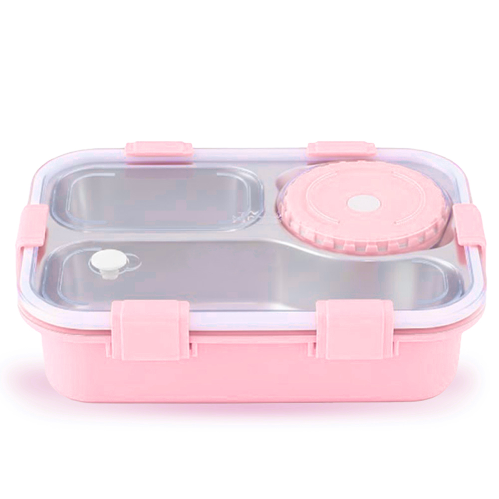 Star Babies - 4 Compartments Stainless Steel Bento Lunch Box - Pink