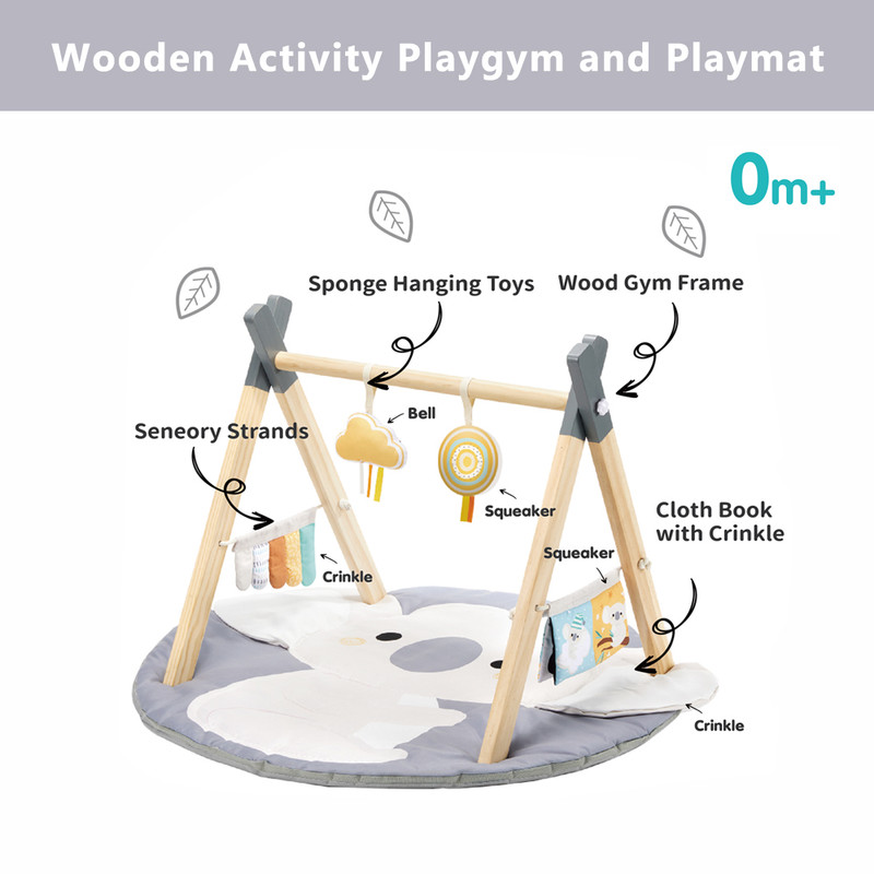 Factory Price - Nyra Wooden Activity Play Gym With Plush Toys - Koala