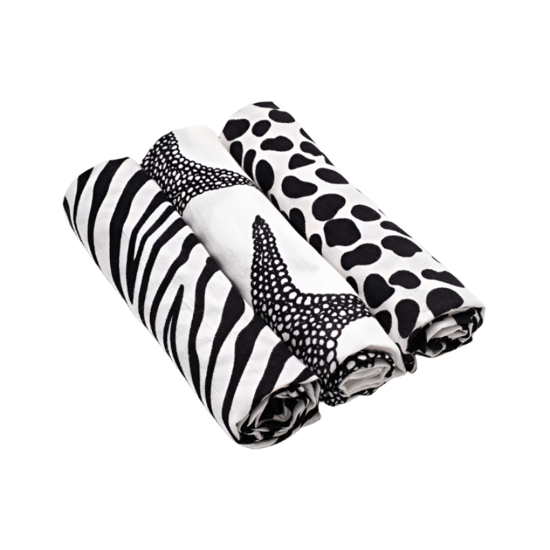 Etta Loves - Sensory Muslin Burp Cloth - Animal Print - 3pcs