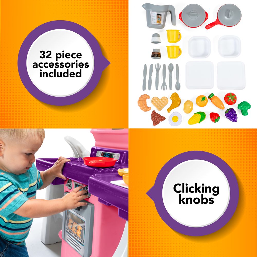 Simplay3 - Cooking Kids Dine-in Kitchen Set - Pink and Purple