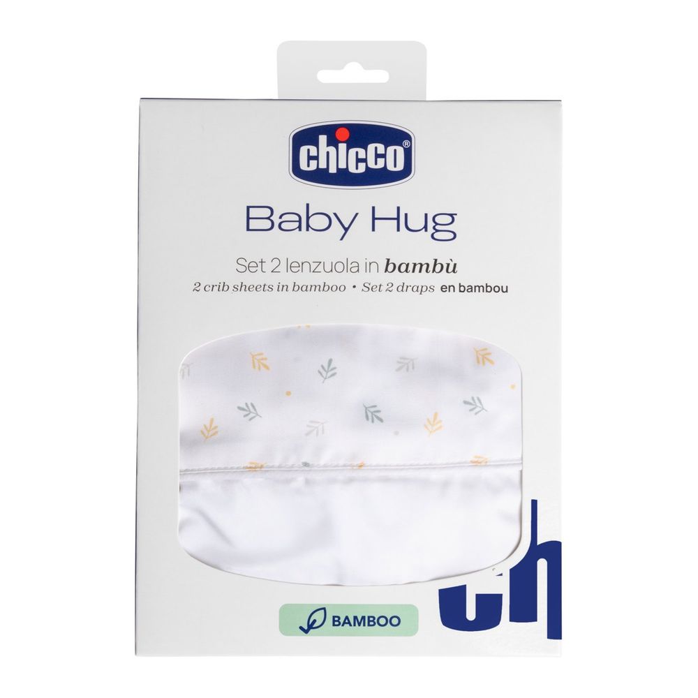 Chicco Baby Hug Bamboo Fitted Sheet Set - 2pcs - Foliage
