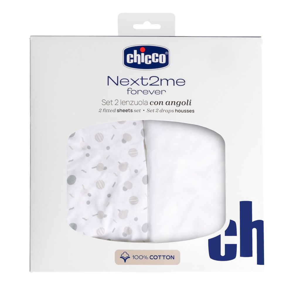 Chicco - Cotton Crib Fitted Sheet Set - 2pcs - Confetti