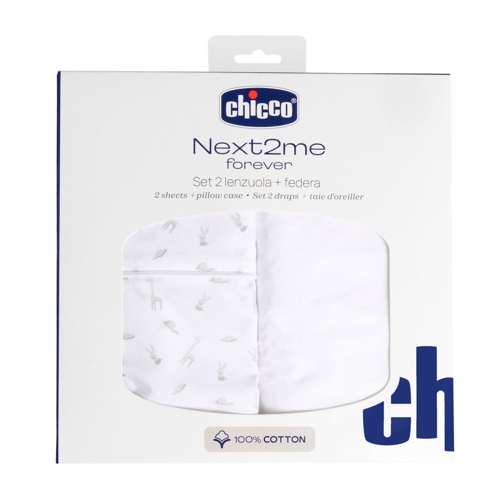 Chicco Cotton Crib Sheet Set 2pcs with Pillowcase - Cloud